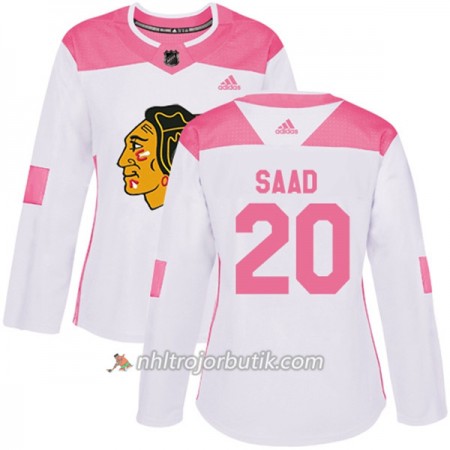 Dame Ishockey Chicago Blackhawks Tröja Brandon Saad 20 Adidas 2017-2018 Vit Rosa Fashion Authentic